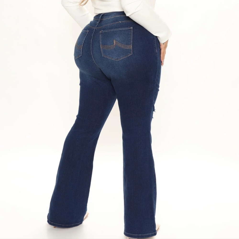 Fashion Nova Distressed Flare Plus Size Jeans